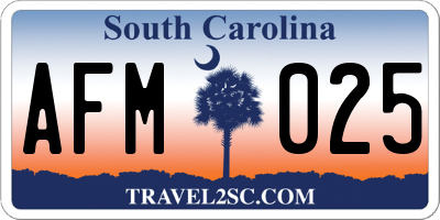 SC license plate AFM025
