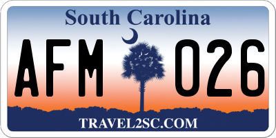SC license plate AFM026