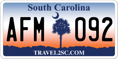SC license plate AFM092