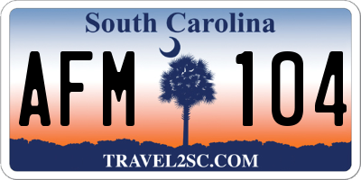 SC license plate AFM104