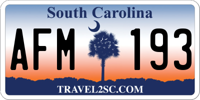 SC license plate AFM193