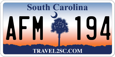 SC license plate AFM194
