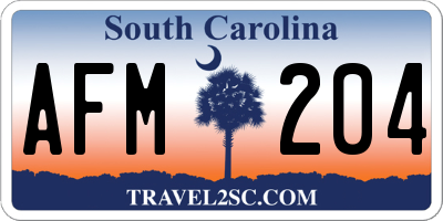 SC license plate AFM204