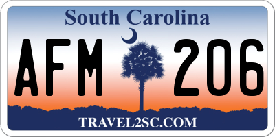 SC license plate AFM206
