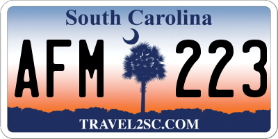 SC license plate AFM223