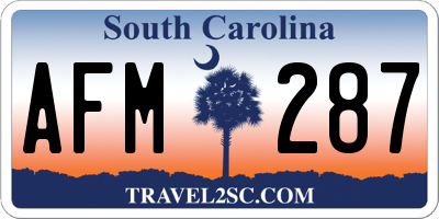 SC license plate AFM287