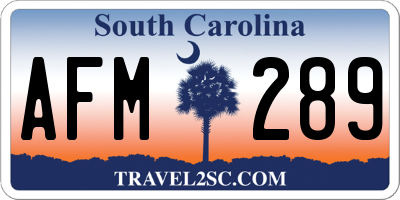 SC license plate AFM289