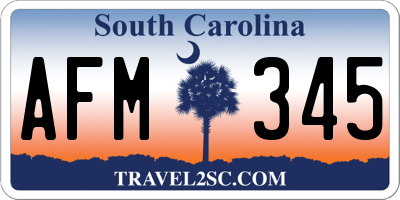SC license plate AFM345