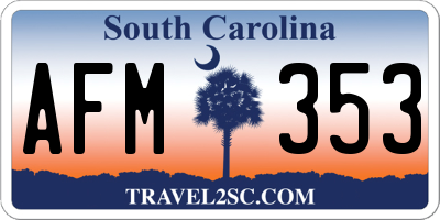 SC license plate AFM353