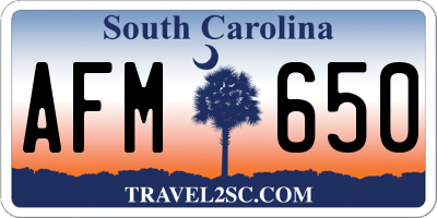 SC license plate AFM650