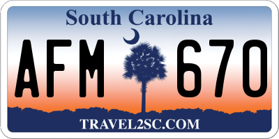 SC license plate AFM670