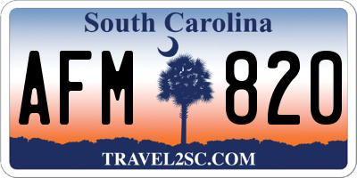 SC license plate AFM820