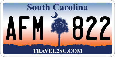 SC license plate AFM822