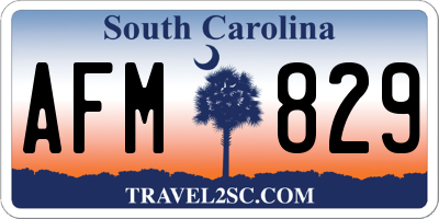 SC license plate AFM829