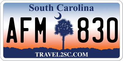 SC license plate AFM830