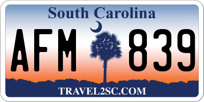 SC license plate AFM839