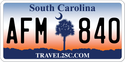 SC license plate AFM840