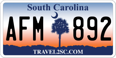 SC license plate AFM892