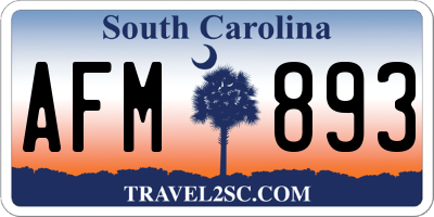 SC license plate AFM893