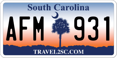 SC license plate AFM931