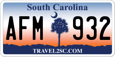 SC license plate AFM932