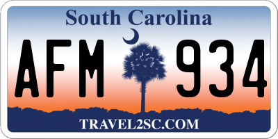 SC license plate AFM934