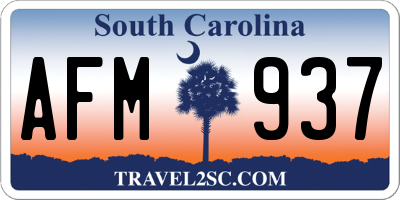 SC license plate AFM937