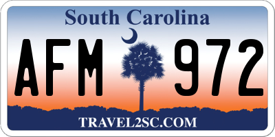 SC license plate AFM972