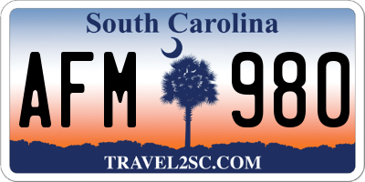 SC license plate AFM980