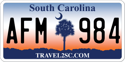 SC license plate AFM984