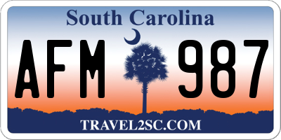 SC license plate AFM987