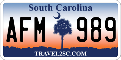 SC license plate AFM989