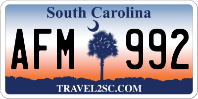 SC license plate AFM992