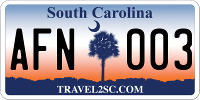 SC license plate AFN003