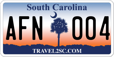 SC license plate AFN004