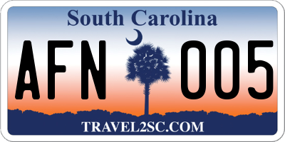 SC license plate AFN005