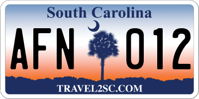 SC license plate AFN012