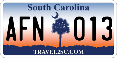 SC license plate AFN013