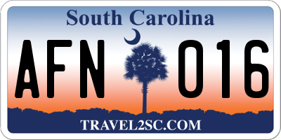 SC license plate AFN016