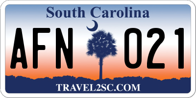 SC license plate AFN021