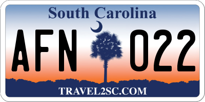 SC license plate AFN022