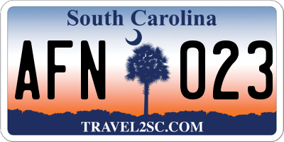 SC license plate AFN023