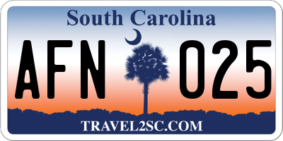 SC license plate AFN025