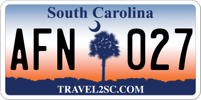 SC license plate AFN027