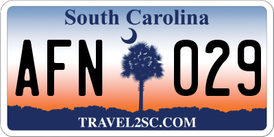 SC license plate AFN029