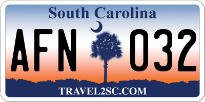SC license plate AFN032