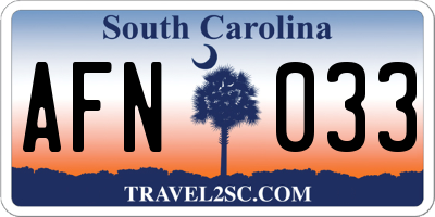 SC license plate AFN033