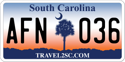 SC license plate AFN036