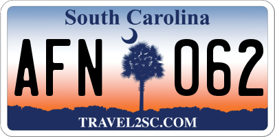 SC license plate AFN062