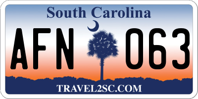 SC license plate AFN063